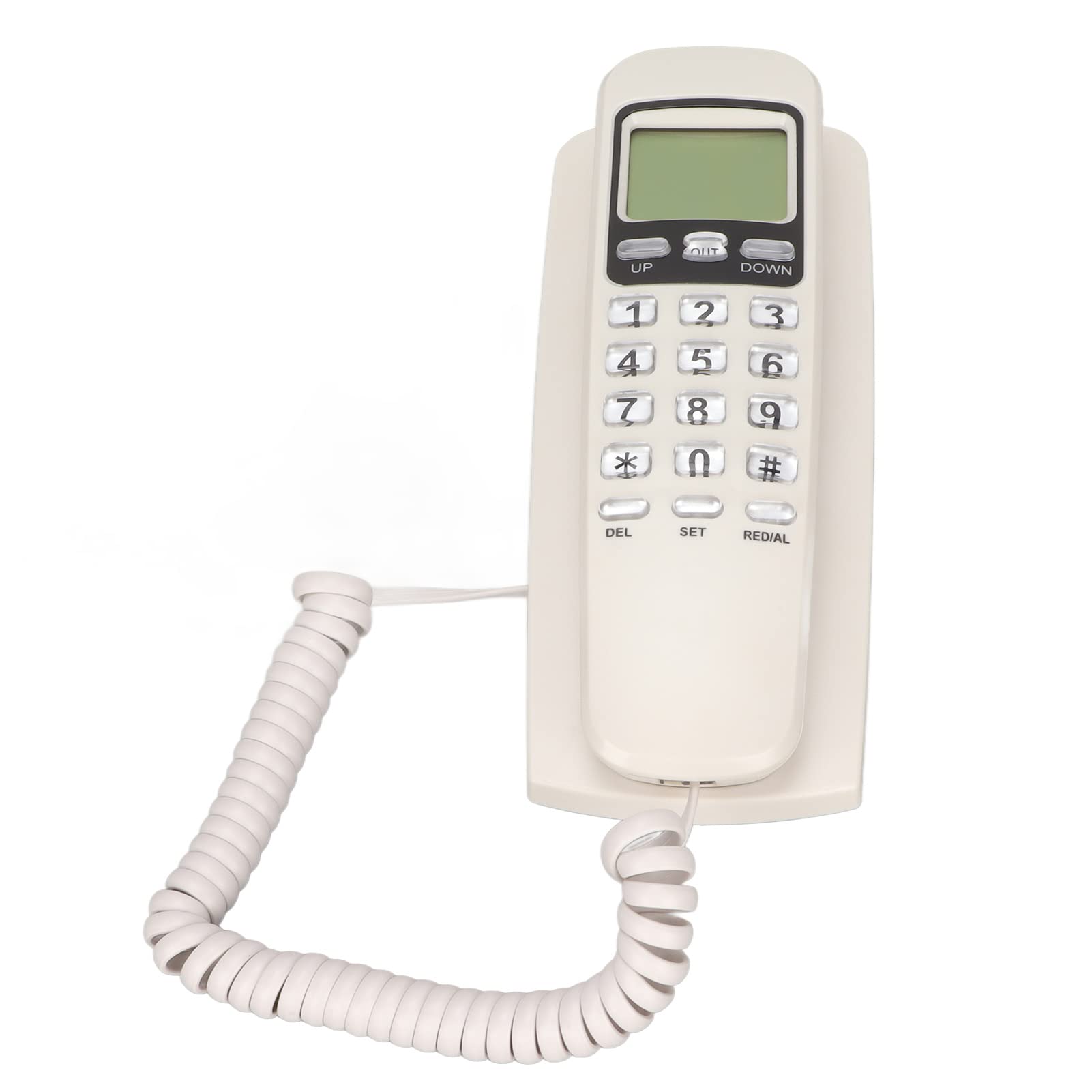 Wired Wall Phone,Multifunctional Corded Telephone,Calendar LCD Display Caller ID Fixed Landline with Buttons for Home Office Hotel School(white)