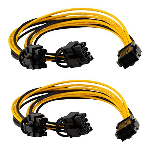 6 pin to 2 x PCIe 8 (6+2) pin Graphics Card PCI-e Express VGA Splitter Power Extension Cable(2 Pack)