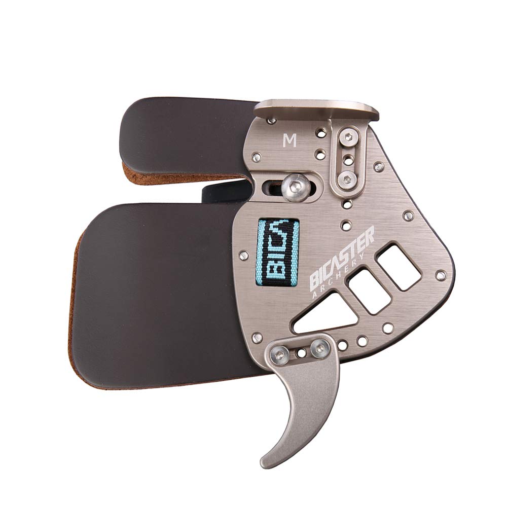 Photo 1 of BICASTER Archery Finger Tab Guard Protection Genuine Leather + Aluminum for Tradition Bow Hunting Shooting Arrow (Silver, Medium)