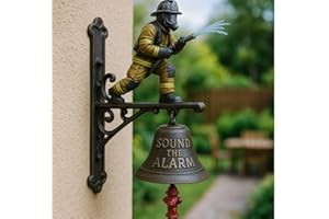 Firefighter Door Bell – Hydrant Wall Bell, Commemorative Doorbell with Loud Alarm Sound, Metal Resin Cast Chime, Durable Moun