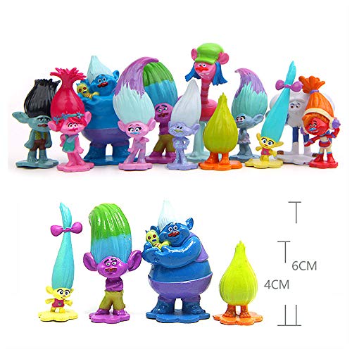 Vndaxau Troll Dolls Cake Toppers Toys Trolls Figurines Poppy and Branch 12pcs Set