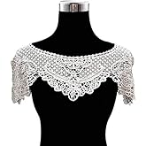 Black Lace Trim 4-Piece Embroidered Detachable Collars - Lace Neckline Appliqués For Dresses/Blouses (White) Lace Collar - Foto 7