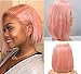 Smartinnov 13x4 HD Lace Front Bob Wigs, Pink Human Hair 8inch Bob Pre Plucked Glueless Short Cut 180% Density HD Transparent Lace Frontal Bleached Knots Pink Bob Wigs Brazilian Virgin Hair for Women