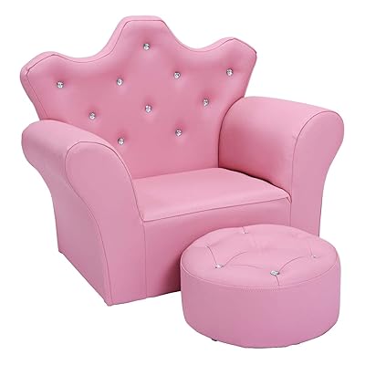 Casart Kids Sofa, Upholstered Chaise Lounge Chair with Ottoman