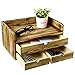 MyGift Torched Wood Desk Organizer, Document and Paper Holder Cabinet with 3 Drawer Office Supplies Storage Organizer