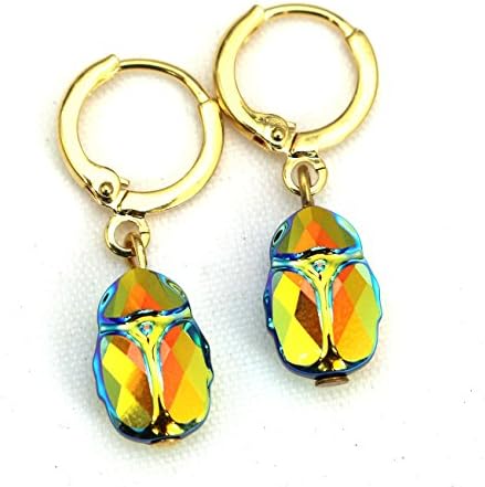 Swarovski Scarab Good Luck Earrings USA Made Gift Boxed