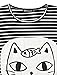 Allegra K Women Batwing Sleeve Stripes Cartoon Cat Applique Tunic Shirt, Black Stripes, L (US 14)