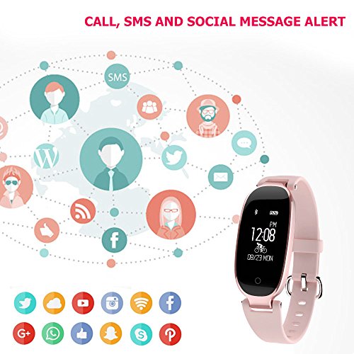 TOP-MAX Fitness Tracker,Women Sport Tracker Smart Heart Rate Monitor Watch Band Bracelet,Women Swimming Waterproof Wristband Watch with Health Sleep Activity Tracker Pedometer for Smart Phone