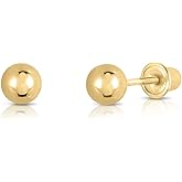 14k Yellow Gold Ball Stud Earrings with Secure Screw-backs