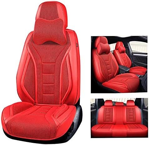 QCZD88 Car seat cover breathable compatible with Toyota Corolla, Crown, Reiz, Camry, Vios, Fit, Prado, Highlander, Land Cruiser, RAV4,Red,Crown