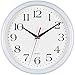Bernhard Products White Wall Clocks 10 Inch, Set of 2 Silent Non Ticking Quality Quartz Battery Operated Round Easy to Read Home/Office/Kitchen/School Classroom Clock