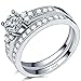 iSilver 925 Sterling Silver Wedding Engagement Ring Set Anniversary Statement Propose (9)