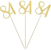 Gold Glitter 84th Birthday Centerpiece Sticks, 12-Pack Number 84 Table Topper Anniversary Party Decorations