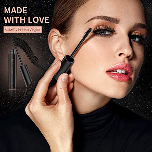 Waterproof Black Lash Mascara - 4D Silk Fiber Volume Waterproof Natural Extention Mascara Thickening Lengthening Long Lasting Thick Volumious Eyelash Blackest