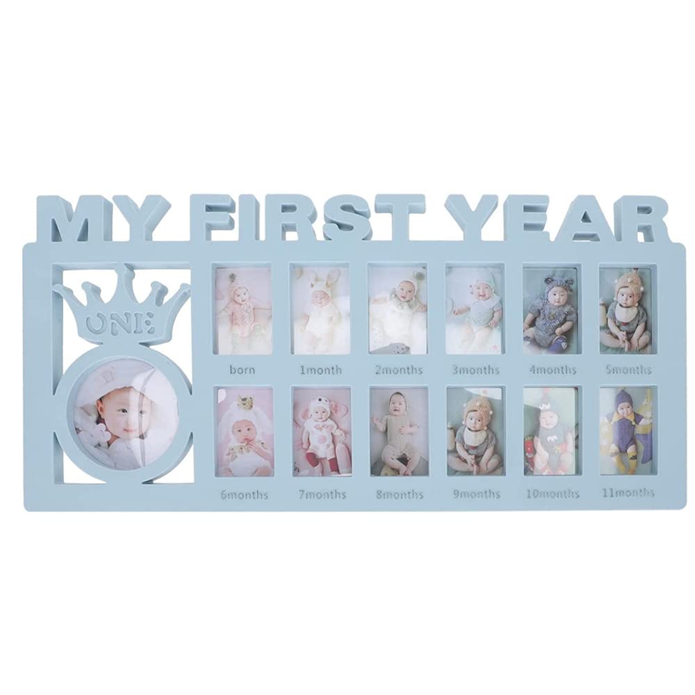 My First Year Baby Photo Frame Baby Picture Frames Album Babies Hand and Footprint Kit Keepsake Frame 1-12 Months Collage Babies Photo Frames Multi Picture Display Kit Gift for New Mums and Dads