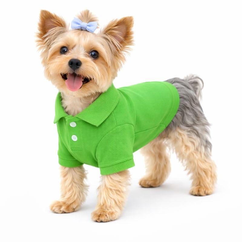 Photo 1 of lovelonglong Basic Dog Polo Shirts Premium Cotton, Polo T-Shirts for Large Medium Small Dogs with a Two-Button Collar Blank Color Green S