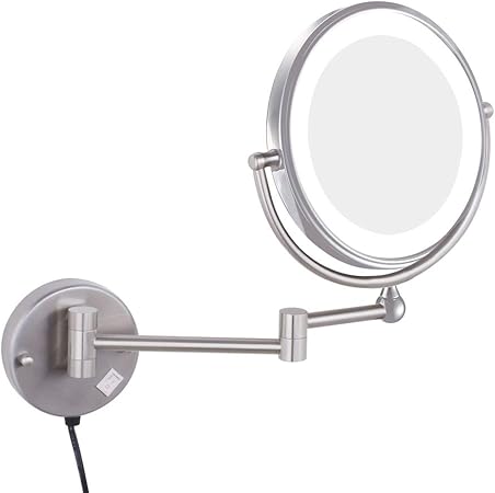 Miroir Grossissant Miroir De Maquillage Led Pliant Tenture Lampe Miroir Salle De Bain Telescopique 8 Pouces Miroir De Beaute 8 Pouces 3x Nickel Brosse Amazon Fr Cuisine Maison