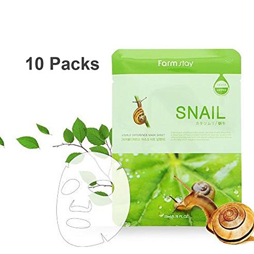 Farm Stay Korean Deep Moisturizing Rich Snail Mucin Visible Face Facial Daily Mask Sheet [ 10 Packs ] 23ml/0.78 fl.oz