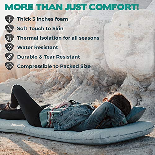 Self Inflating Sleeping Pad for Camping, 9.8 R value, 3 inches Thick