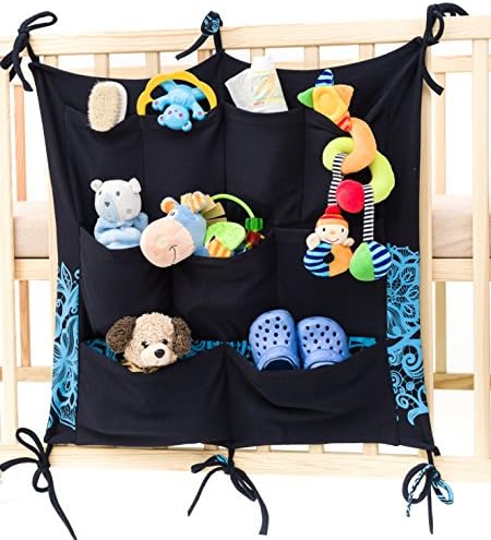 Keep Baby Room Clean &amp; Tidy w/ Cool Babypeta Stylish Organizer - Hanging Changing Nursery Organiser for Toys, Diapers, Pacifiers &amp; Other Baby Items, Fits Baby Cribs &amp; Changing Tables (blue)