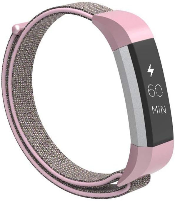 Kaing Fitbit Ace Replacement Bands for Kids, Nylon Adjustable Wristbands Accessory Sport Bands for Fitbit Ace/Alta/Alta HR Fitness Tracker (Sand pink)