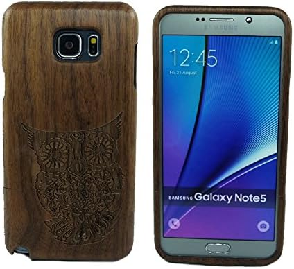 Laser Engraved "Lucky Owl" Pattern Unique Eco-Friendly 100% Hand-made Real Natural Walnut Wood Hard Shell Case for Samsung Galaxy Note 5 (GMWD-N5-H01)
