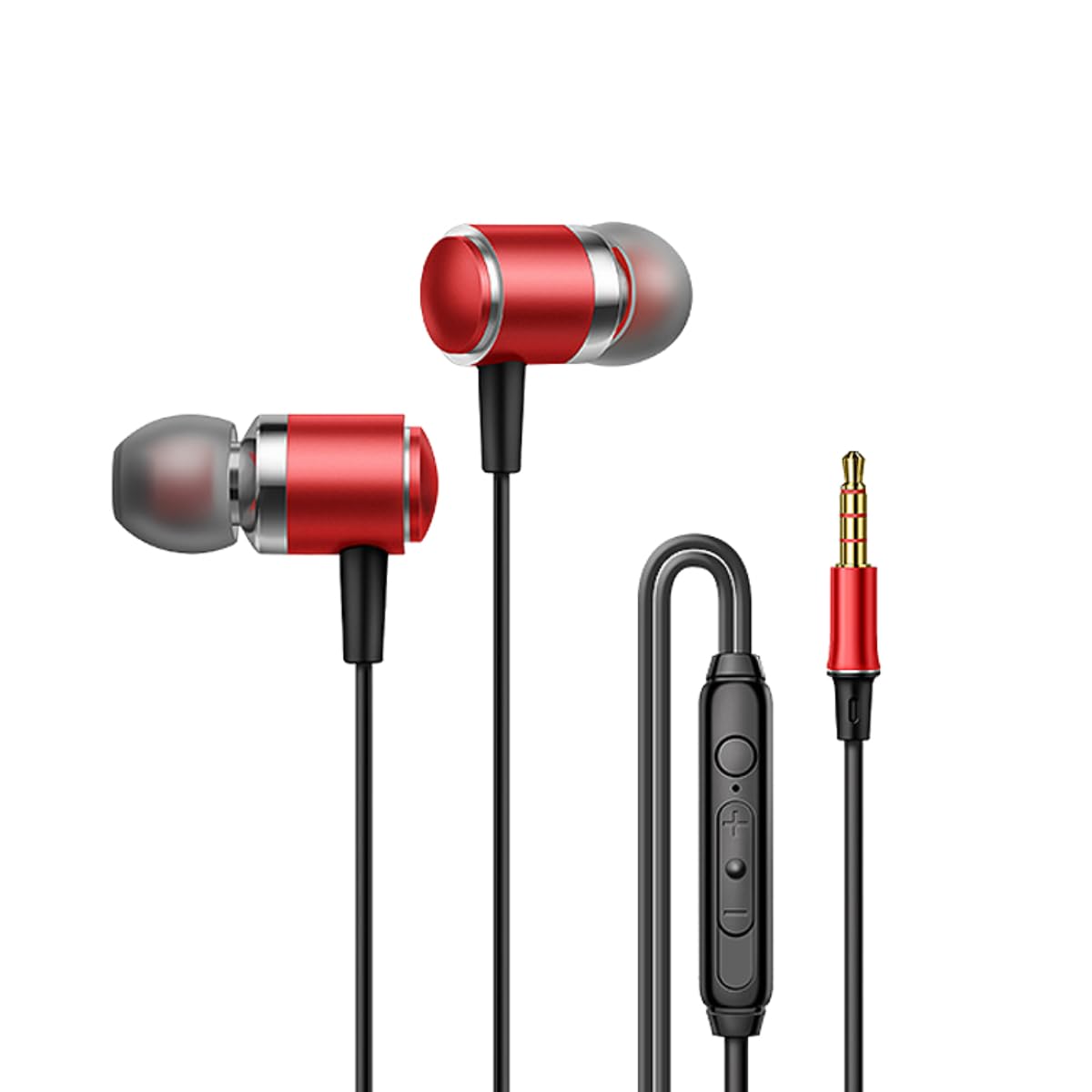 Photo 1 of mkuperfect Wired Headphones Noise-Canceling Wired Earbuds with Clear Mic & Volume Control, Powerful Bass, Compatible with Android, and Most 3.5mm Audio Devices(Red-v2)