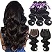 CYNOSURE human hair bundles with closure body wave bundles with closure human hair natural black 16 18 20+14