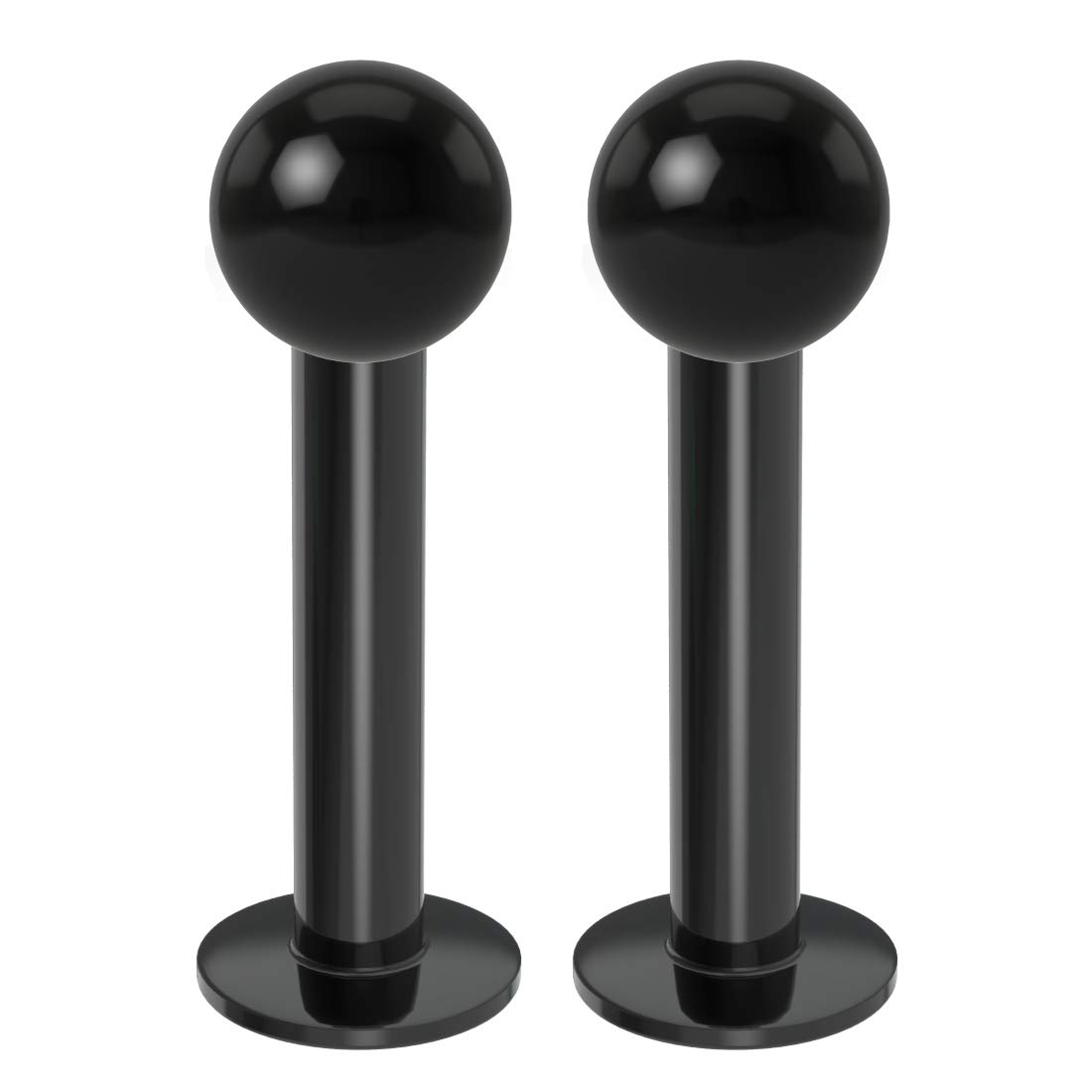 2pc 16mm Labret Bar Studs Lip Ring Monroe Tragus Snake Spider Bites Forward Helix Cartilage Dahlia Conch Black Dental-Grade Acrylic 4mm Ball Piercing - 8mm