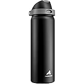 POWCAN 32 oz Stainless Steel Water Bottle for Sports: One-hand Push Button Lid, Leakproof, Keep Cold 24Hrs, Stainless Steel Cup with Straw for Camping, Outdoors, Workout, Travel (Midnight Black)