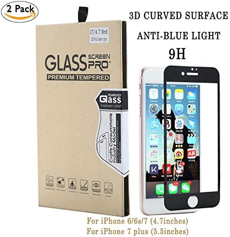 MayJu 2 PCS/Pack iPhone 6, 6s Full Screen Cover Screen Protector 9H Hardness ultra-thin [Black]