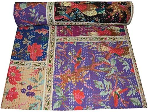 textile treasure Indian Blanket Handmade Kantha Bedding Bed Cover Hippie Gypsy Bohemian Quilt Cover Bedspread