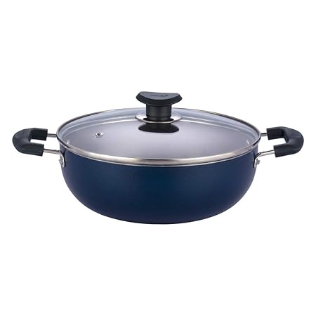 Vinod Zest Non-Stick Deep Kadai with Glass Lid- 24 cm, 3.1 Ltr