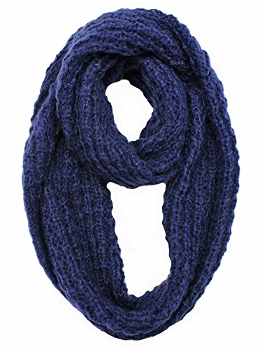 Navy Blue Mohair Winter Knit Infinity Scarf