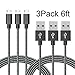 WZS Micro USB Cable,3Pack 6FT Long Nylon Braided High Speed 2.0 USB to Micro USB Charging Cables Android Charger Cord for Samsung Galaxy S7 Edge/S6 Edge/S4/S3,Note 5/4/3,HTC,LG,Nexus (Black White)
