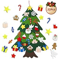 ChangSheng DIY Felt Christmas Tree with 32pcs Ornaments, 3.2ft Felt Christmas Tree for Kids, Xmas Gifts and Christmas Door Wall Hanging Decor