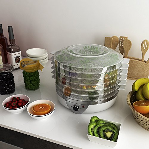 Food Dehydrator Machine - BPA Free Drying System With Five Nesting Tray - For Beef Jerky Preserving Wild Food and Fruit Vegetable Dryer in Home Kitchen (White) - Thumbnail 3