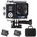 Aokon New 4K WIFI Slow Motion Sports Action Camera 2.0 LCD Ultra HD 16MP 170 Wide Angle Lens Dual Screens Waterproof Underwater Cam with 2 Batteries Portable Package and Full Accessories Kits