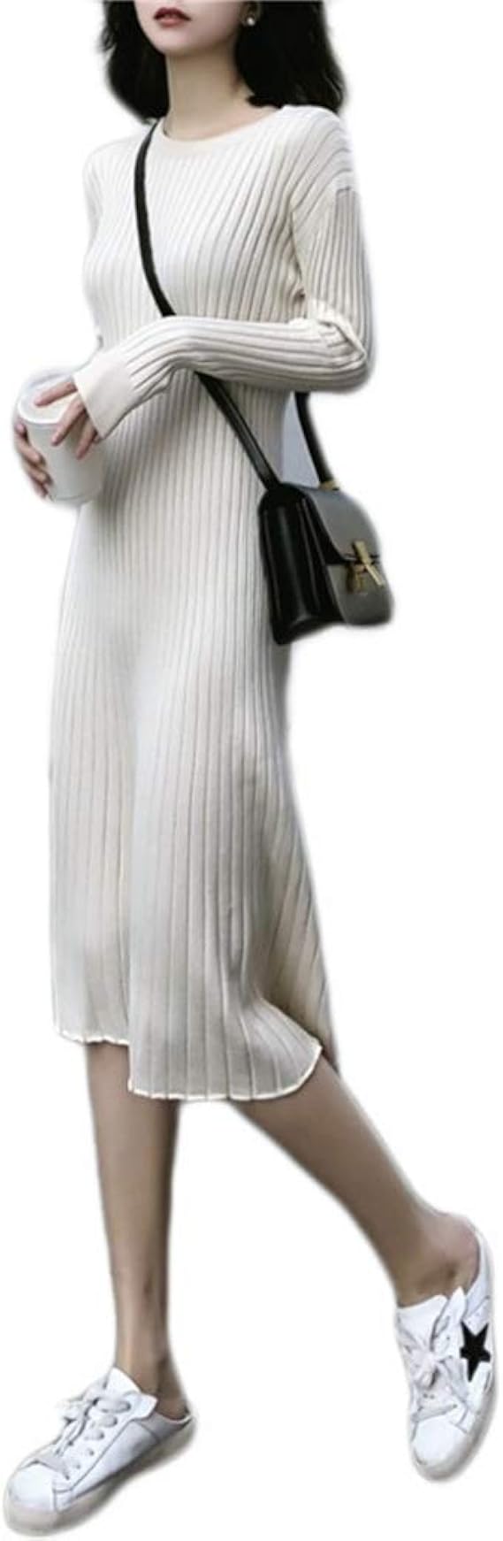 Amazon ニット ワンピース ニット セーター 無地 レディース トップス ニットワンピ ワンピース ニット レディース アプリコット レディース ワンピース ニット レディース セーター 可愛い Xl ロングワンピース ワンピース チュニック 通販