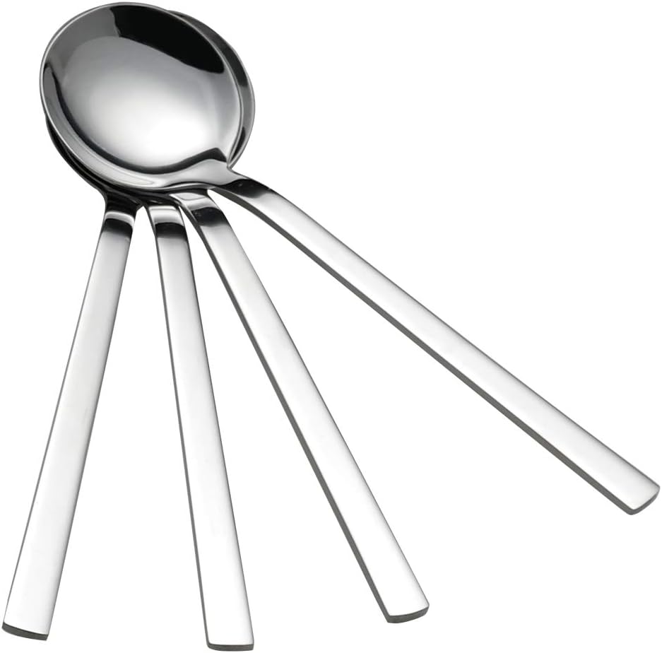 Cadine Stainless Steel Round Soup Spoon Dinner Spoon, Pack of 8 Amazon