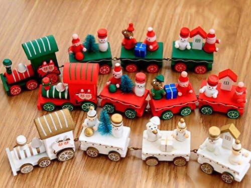UPXIANG Classic Christmas Woods Express Small Train Set Xmas Decor Kids Kindergarten Festive (B)