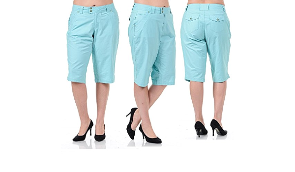 Aqua Plus Size Twill Capri Pants 216300 