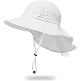 Toddler Baby Sun Hat Kids Summer UPF 50+ for Boys Girls Adjustable Beach Hats with Bucket Wide Brim Age 1-7 Years