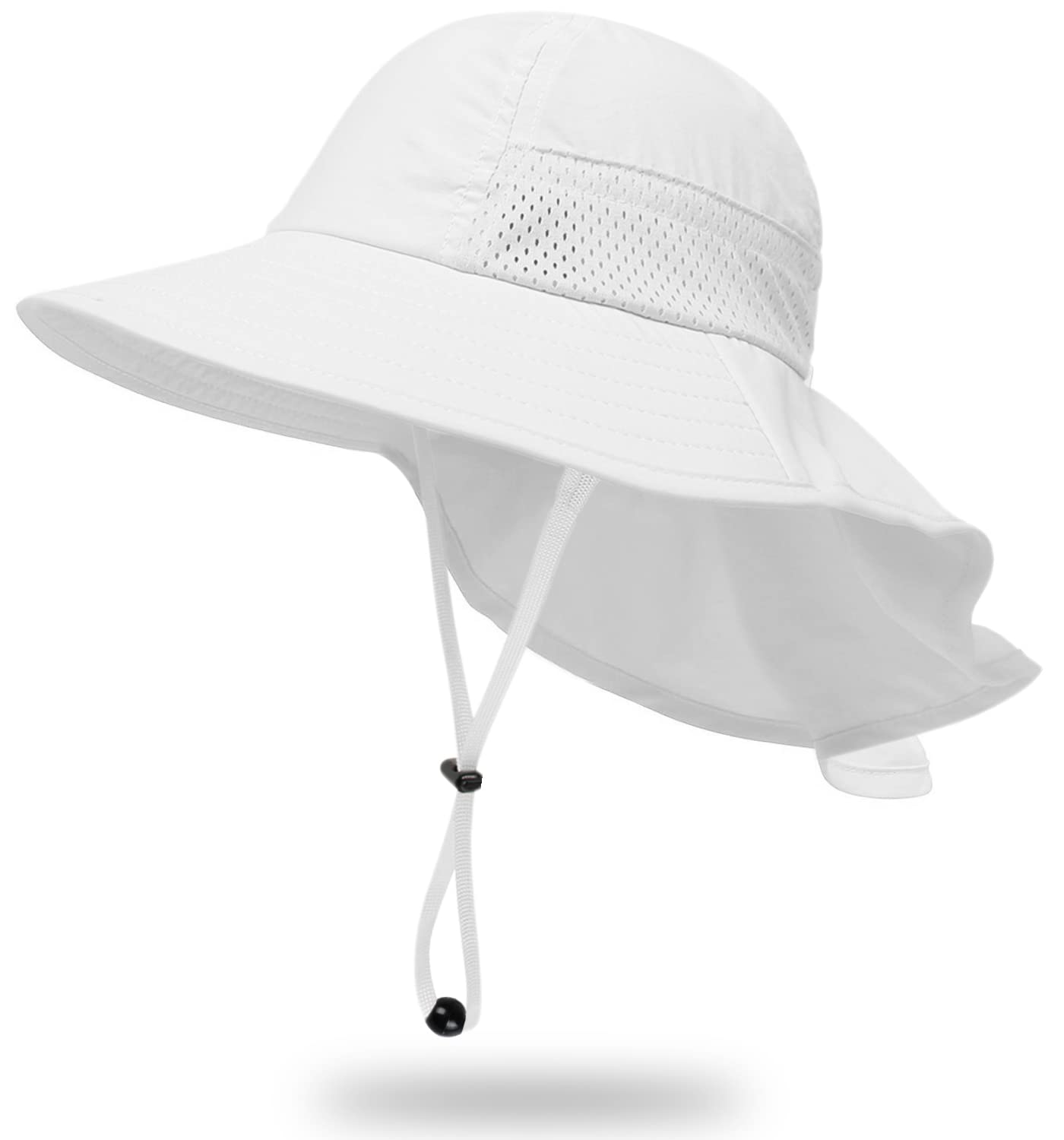 Photo 1 of 1-Pack Toddler Baby Sun Hat Kids Summer UPF 50+ for Boys Girls Adjustable Beach Hats with Bucket Wide Brim Age 1-7 Years(White,Medium)