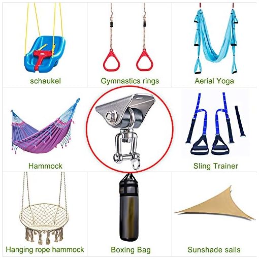 Super Silent, No Squeaking, Permanent Antirust 360° Swivel Swing Hanger, Heavy Duty Swing Hook with 4 Screws for… - Image 8