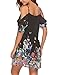Naggoo Women's Summer Chiffon Floral Printed Cold Shoulder Loose Short Dress