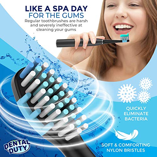 Sonic Electric Toothbrush- Electronic Black Toothbrush w/Replacement Brush Heads & Travel Case, 5 Modes, Dentist Recommended, Rechargeable w/Smart Timer, Best Ultra Whitening Toothbrushes For Adults. - Thumbnail 4