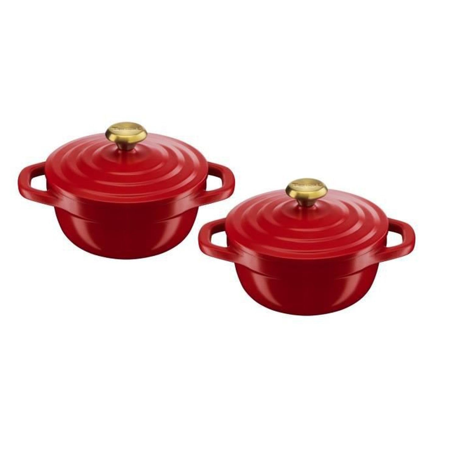 Tefal Air 2-Piece Set, Mini Stewpots 11 cm, 0.45 L, Lightweight Cast Aluminum Cookware, Easy to Clean, Safe Ceramic Coating, Condensation Lid, Robust, Oven-Safe, E254S204