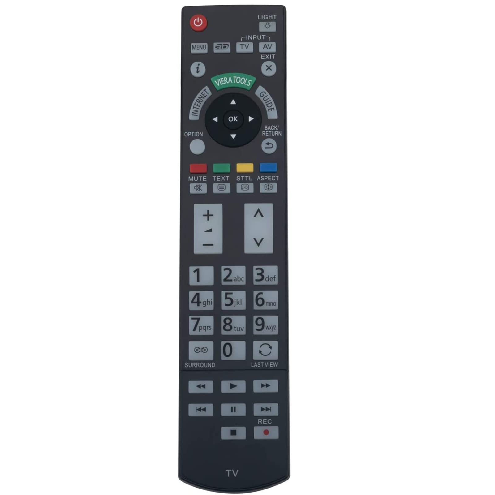 VINABTY N2QAYB000715 Remote Control Compatible with Panasonic TV TX-L42DT50B TX-L42DT50Y TX-L42ET50B TX-L42ET50E TX-L42ET50Y TX-L42WT50B TX-L42WT50E TX-L42WT50T TX-L47DT50E TX-L47DT50Y TX-L47ET50B