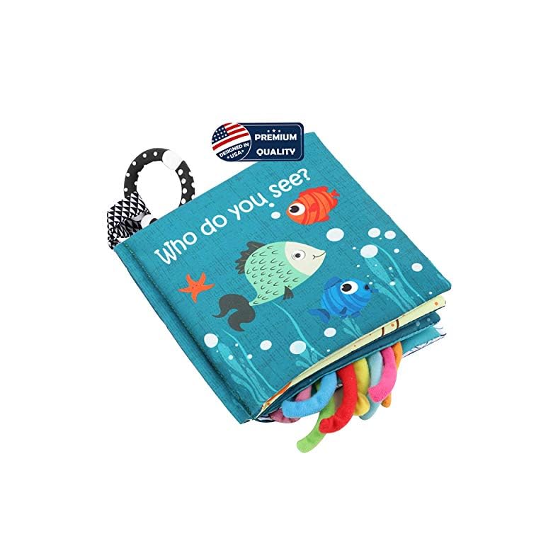 Fish Baby Books Toys, Touch and Feel Crinkle Soft Cloth Books for Babies,Toddlers,Infants,Kids Activity Early Education…
